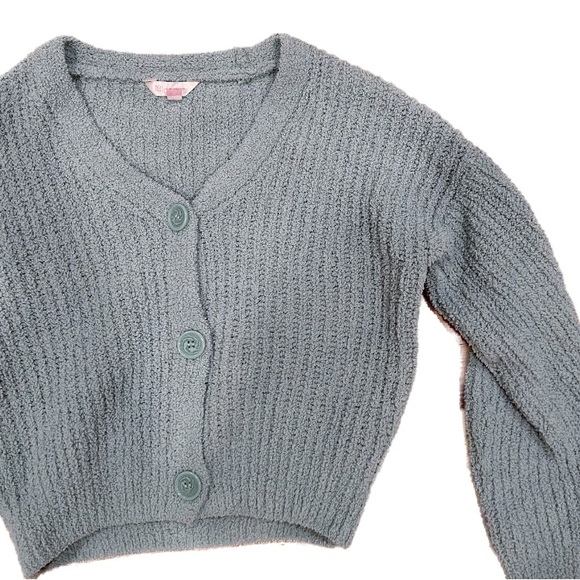 teal fuzzy button up shirt - Picture 4 of 4